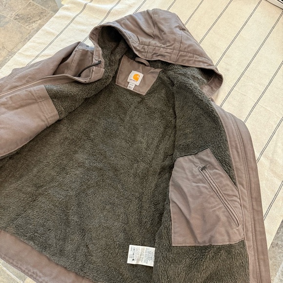 Carhartt Womens Washed Duck Sherpa Lined Jacket, Small, Grey model # 104292-032 - Picture 4 of 12